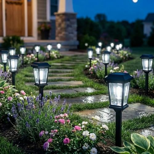 Solar Pathway Lights Outdoor Waterproof 10 Pack LED Garden Lights (10 Count)
