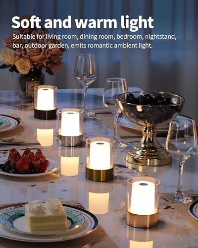 4" Gold Cordless Table Lamp 2 Pack (2 Count)