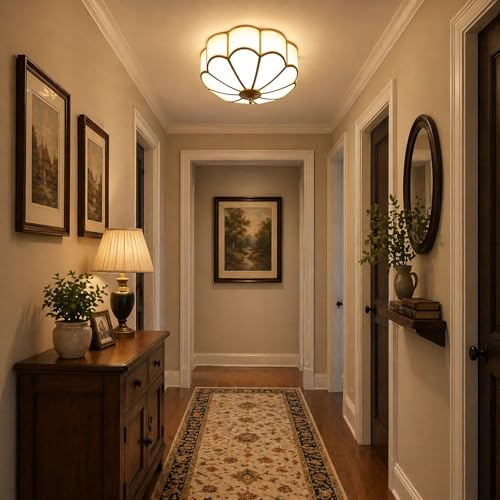 14 Inch Brass Flush Mount Ceiling Light