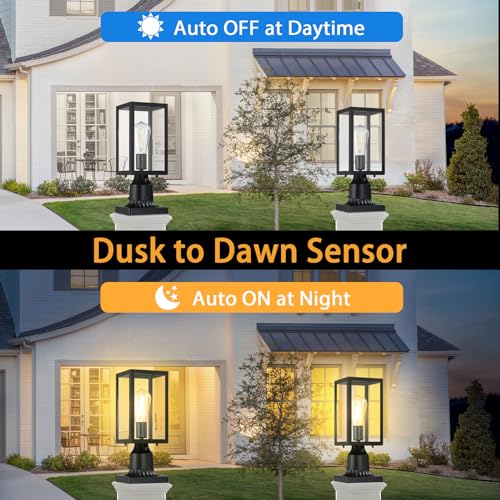 Dusk to Dawn Outdoor Post Lights with Pier Mount Base (2 Count)