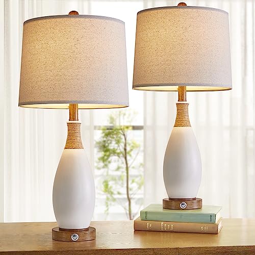 24.5” 3 Way Dimmable Touch Control Bedside Table Lamp Set of 2 with USB and Type