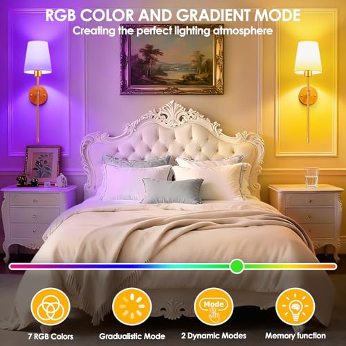 Battery Operated Wall Sconce 10000mAh Wireless Wall Sconce Set of Two (2 Count)
