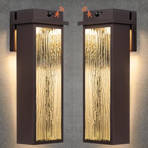 16” Oil Rubbed Bronze Motion Sensor Outdoor Sconce Lights 2 Pack (2 Count)