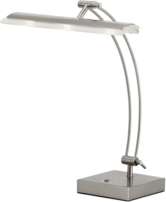 Adesso 5090-22 Esquire LED Desk Lamp, 13-19 in., 9W Full Spectrum LED, Brushed Steel, 1 Table Lamp, Gray, multi-function
