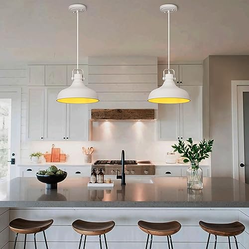 White Modern Pendant Lights Kitchen Island Fixtures (3 Count)