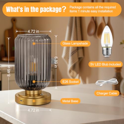 Cordless Table Lamp for Bedroom