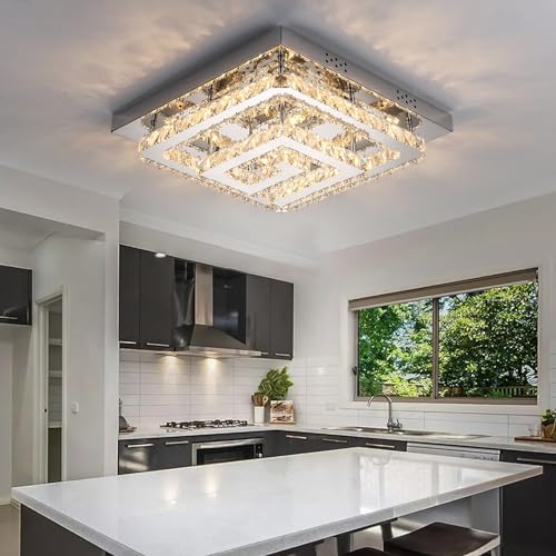 25 inch Silver Crystal Chandeliers LED Ceiling Light