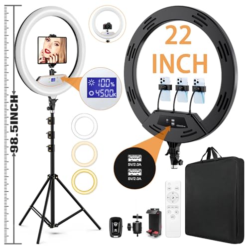 Large 22" Ring Light for iPad iPhone with 75" Tripod Stand Barber