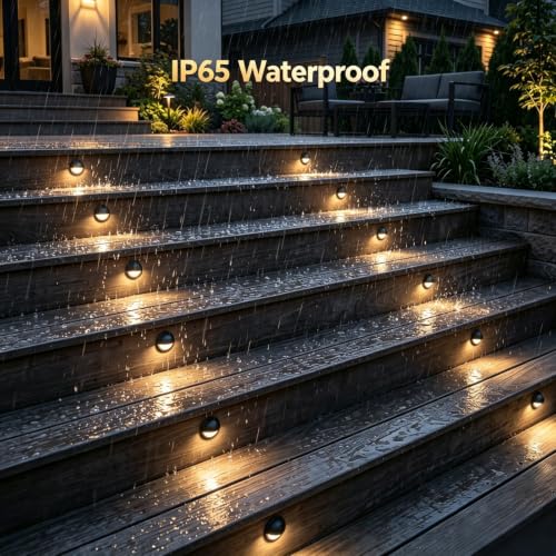 Pack of 10 Warm White Low Voltage LED Deck Lights kit Φ1.38 Outdoor Garden Yard Decoration Lamp Recessed Landscape Pathway Step Stair Warm White LED Lighting (10 Count)