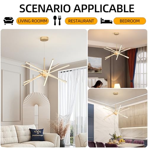 33 inches Modern Sputnik Chandelier 90W LED Chandeliers with Remote 3000