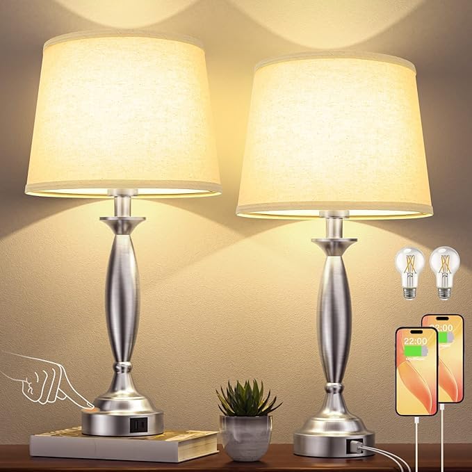 Bedroom Lamps for Nightstand (2 Count)