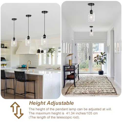 3 Pack Black Modern Pendant Light Fixtures (3 Count)