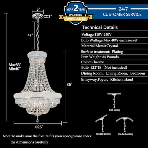 Chrome Crystal Chandeliers for Dining Room