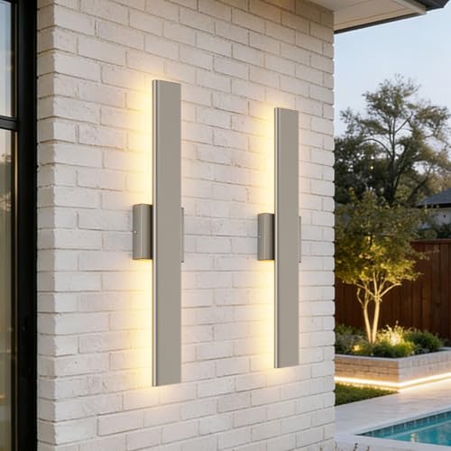 23.6" Nickel LED Outdoor Wall Light