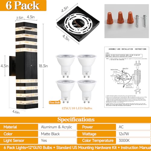 Dusk to Dawn Modern LED Outdoor Wall Light (6 Count)