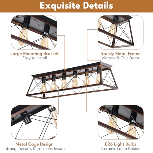 38" Large Brushed Bronze Flush Mount Ceiling Light for Kitchen