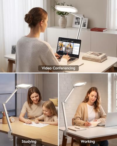 Desk Lamp for Home Office with Clamp for Video Conference