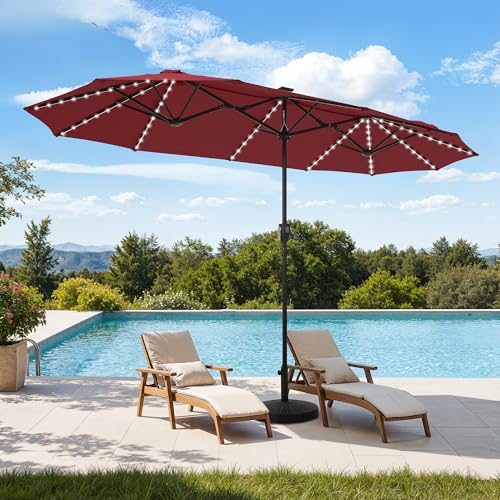 13 ft Patio Umbrella with 120 LED Solar Lights Outdoor Umbrella