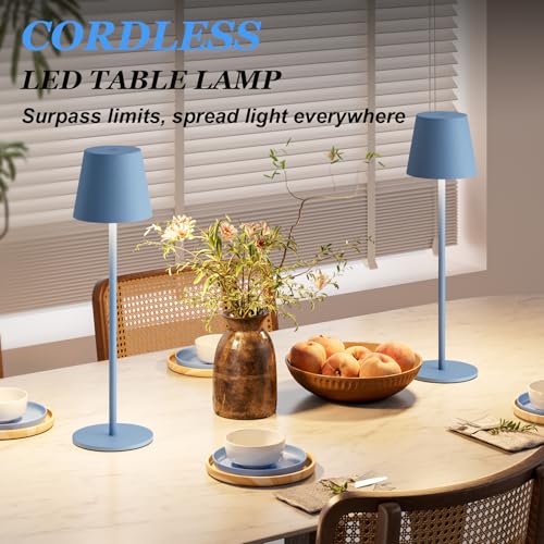 Cordless Table Lamp Rechargeable Blue (2 Count)