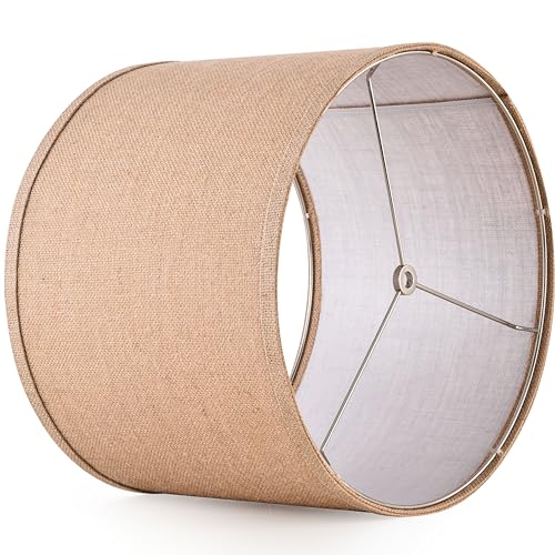 Burlap Lamp Shades Set of 2 Large Durm Lamp Shade 16" Top x 16" Bottom x 12" High (2 Count)
