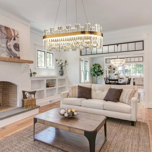 39.3" Modern Rectangle Crystal Chandeliers for dining room light fixture
