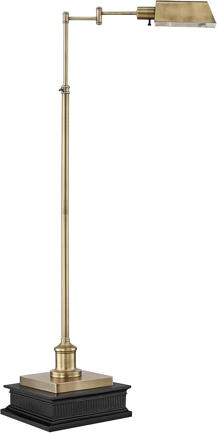 Regency Hill Jenson Traditional Farmhouse Vintage Style Pharmacy Floor Standing Lamp with Riser 58" Tall Aged Brass Gold Metal Adjustable Swing Arm Decor for Living Room Reading House Bedroom Home