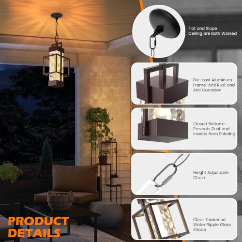 15'' Oil Rubbed Bronze Outdoor Indoor Pendant Celing Light Fixture