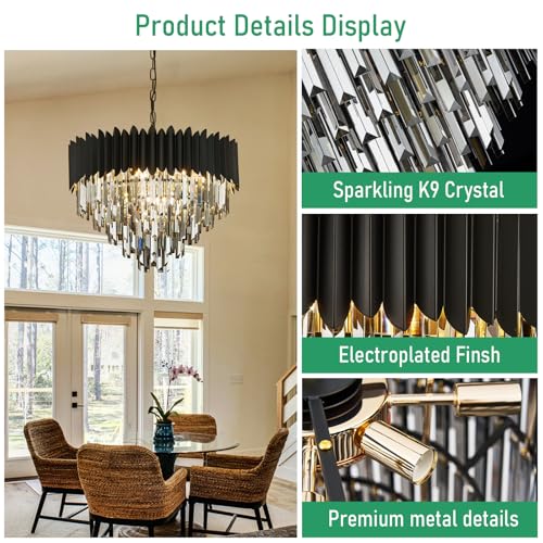 8 Light Large Crystal Chandeliers 24" Dining Room Light Fixture 5