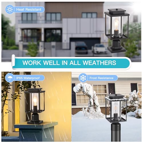 Dusk to Dawn Black Outdoor Post Light Hardwired with Pier Mount Base