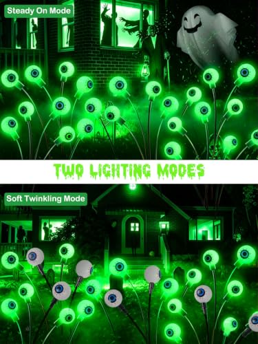 6 Pack Solar Halloween Decorations Outdoor 36 LED Solar Eyeball Lights (6 Count)