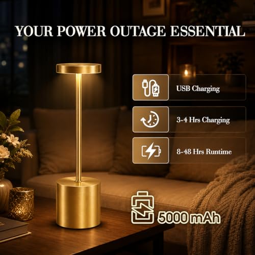 Gold Cordless Table Lamps Set of 2 (2 Count)