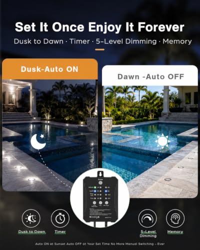 16 Packs Low Voltage Deck Lights Kit with Transformer IP67 4000K (16 Count)