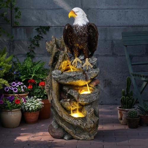 40.5" Tall Eagel Water Fountain Outdoor Waterfall Garden Fountains