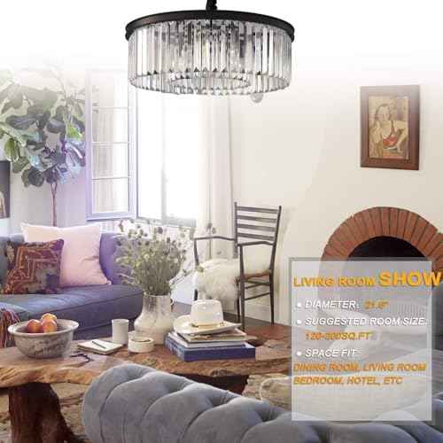 Crystal Chandeliers Modern Contemporary Ceiling Lights Fixtures Pendant Lighting Dining Room Living Room Chandelier D21.6 H7.1