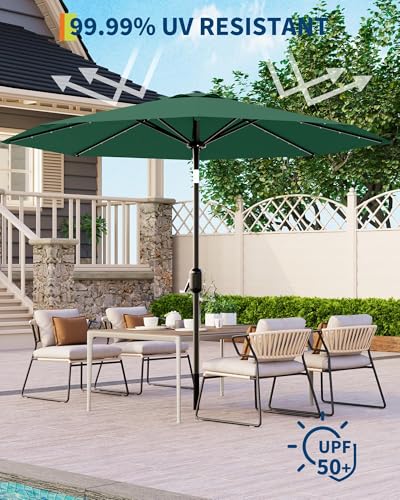 9FT Solar LED Patio Umbrella with Tilt & Crank
