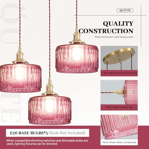 Gold Cluster Chandelier Globe Glass Ceiling Pendant Lights Pink Hanging Pendant Light Brushed Brass Dining Room Chandeliers Mid Century Modern Hanging Light Kitchen Adjustable Cord