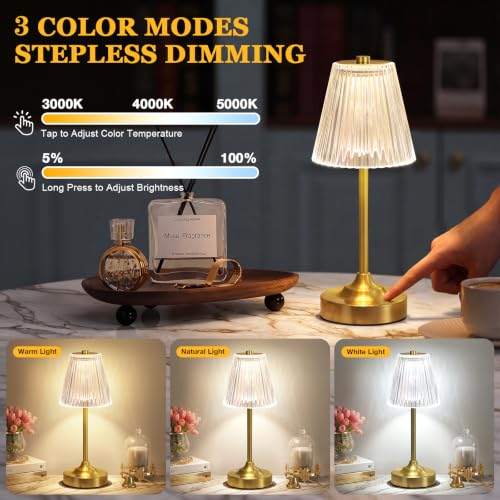 Gold Cordless Rechargeable Table Lamp