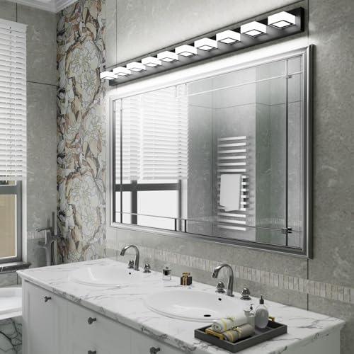66inch Matte Black Bathroom Vanity Lights Metal Acrylic LED Modern Black Bathroom Wall Lighting Fixtures