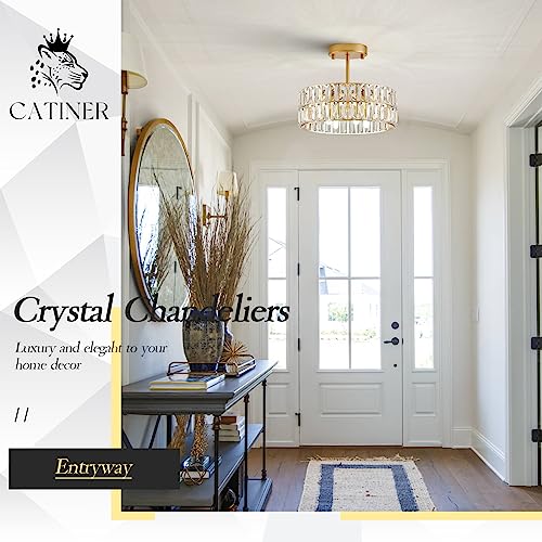 Gold Crystal Chandelier 12" Modern Ceiling Pendant Light 3