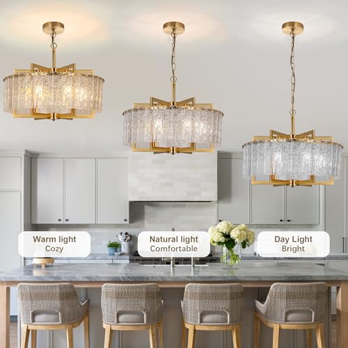 Gold Crystal Chandeliers for Dining Room (6 Count)