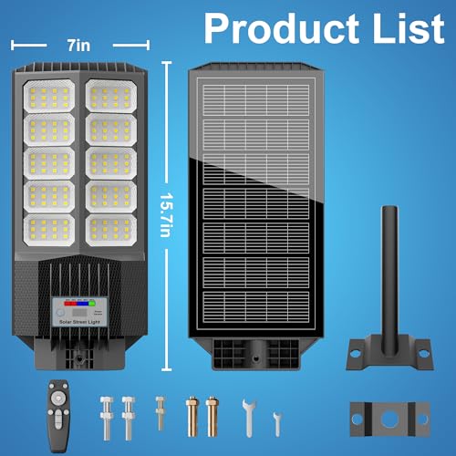 Solar Street Light Outdoor Waterproof Pole Led Solar Lights for Yard (2 Count)