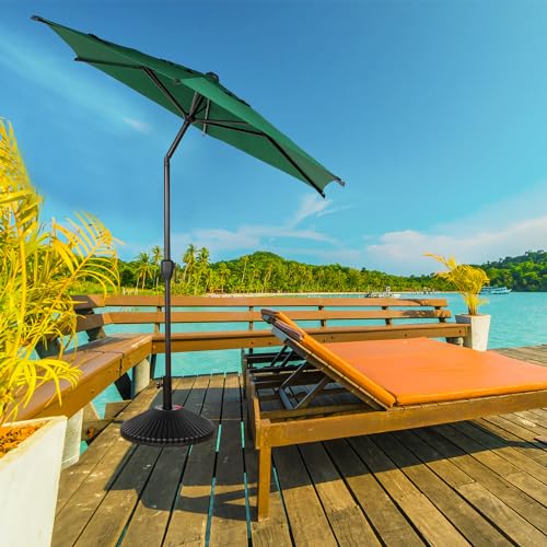 7.5FT Lyon Outdoor Patio Umbrella Outdoor Table Umbrella with Push Button Tilt and Crank Market Umbrella 6 Sturdy Ribs UV Protection Waterproof for Garden Deck Backyard Pool Dark Green