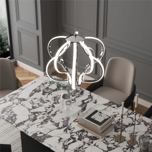 Modern LED Chandelier Acrylic Design Adjustable Hanging Chandelier Easy Install Suitable for Dining Room Living Room Bedroom Kitchen and Corridor