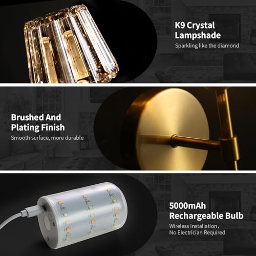 Battery Operated Crystal Wall Sconce Set of 2 (2 Count)