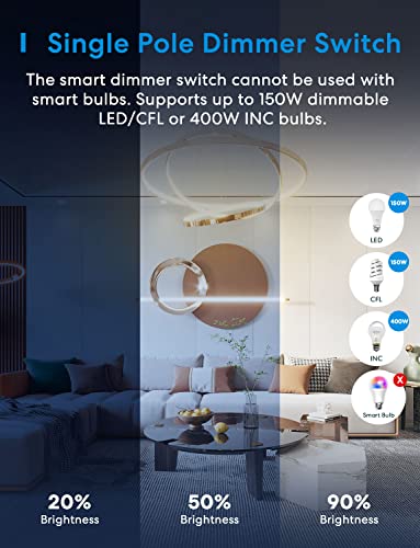 Smart Dimmer Switch Single Pole (4 Count)