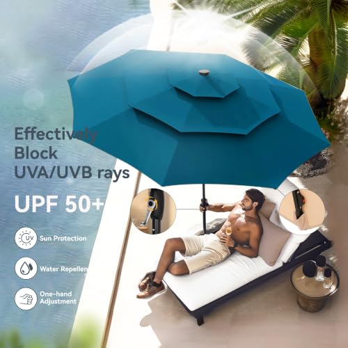 10ft Outdoor Patio Umbrella with Solar Lights