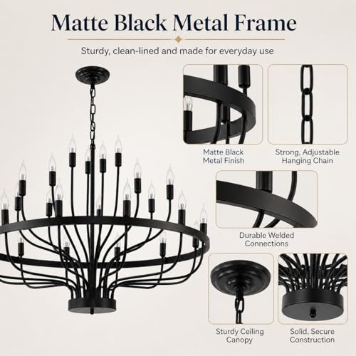 Large Black Wagon Wheel Chandelier 24