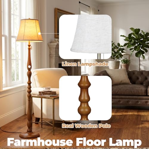 Wood Floor Lamp for Living Room (Walnut)