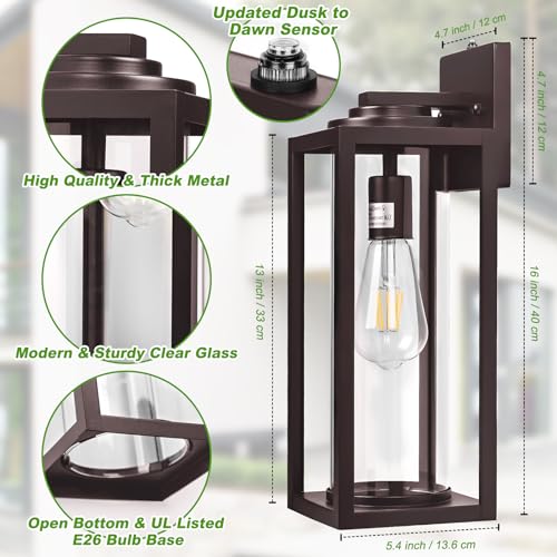 Large Dusk to Dawn Outdoor Wall Lights (2 Count)