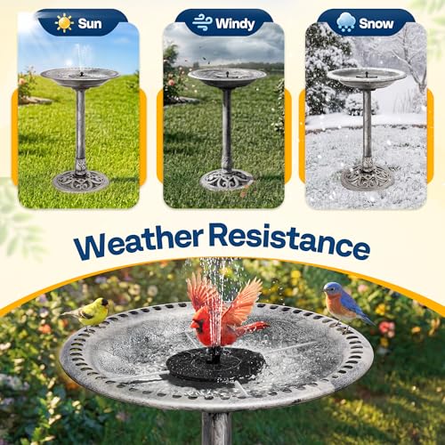 Bird Bath with Solar Fountain for Outside